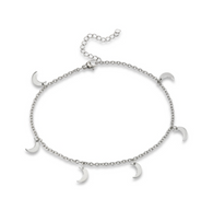 Stainless steel Dangle Moon Anklet
Length: 9.5" + 2" Extension
Metal Material: Stainless Steel 316L