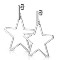 Stainless steel Hanging Star Post Earrings
Light weight
About 2.5 inches
Hypoallergenic
Tarnish Free
Nickel Free