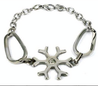 Stainless Steel Snowflake Bracelet with Cz