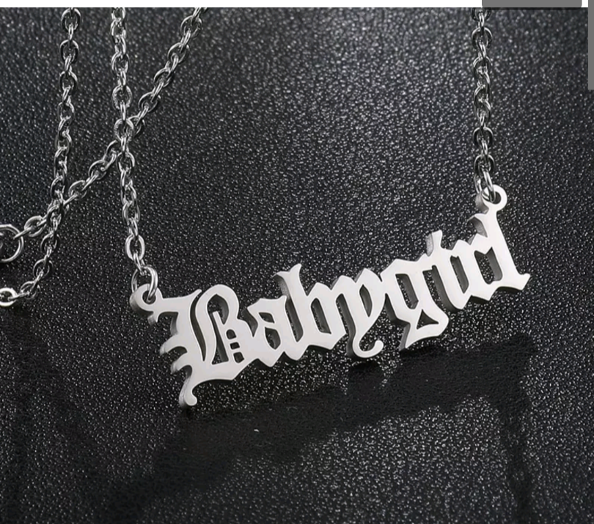 stainless steel nameplate necklace