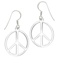 Stainless Steel Dangle Peace Sign Earrings 