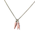 Stainless steel Pink Enameled Italian Horn Necklace with Hand
