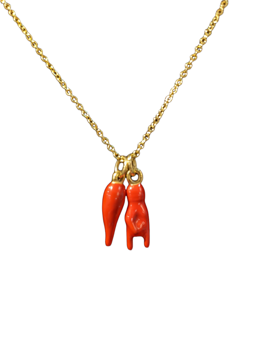 red italian horn pendant