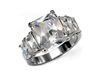 Stainless Steel Large Princess Cut Cz ring