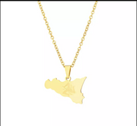 Stainless Steel 18K Gold Plated Sicilian Necklace