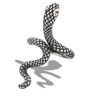 Large Stainless Steel Slithering Snake Ring with Red Cz Eyes
Sizes 7-12