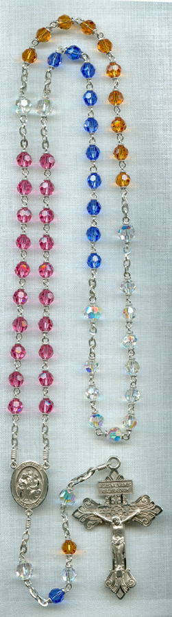 multi-colored rosary, birthstone rosary