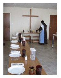 Sister serving in the refectory Carmelite refectory, serving in the refectory