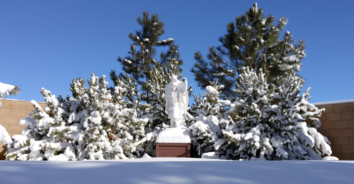 St. Michael in the snow st. michael statue