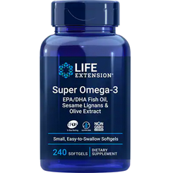 Super Omega-3 EPA/DHA Fish Oil, Sesame Lignans & Olive Extract, 240 easy-to-swallow softgels