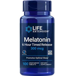 Melatonin 6 Hour Timed Release 300 mcg, 100 vegetarian tablets