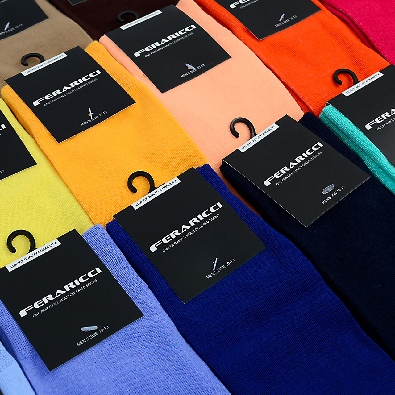 Colorful & Comfortable Crew Socks Feraricci Solid Color Casual Dress Socks for Men 