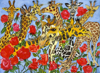 Giraffes and Roses