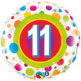 18" Round Foil Age 11 Colorful Dots