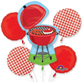Red Gingham BBQ Bouquet Of Balloons