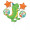 Decorate for one T-errific dinosaur birthday party with a balloon bouquet. This balloon bouquet includes a giant green T. Rex balloon wearing an orange party hat, two round balloons with the headline "Happy Dino-Birthday!" and two orange star-shaped balloons. Use this bouquet to complete decorations for your child's dinosaur-themed birthday party. 