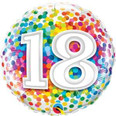 18" 18th Birthday Rainbow Confetti Foil Balloon