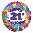 18" Happy 21st Birthday Holographic Foil Balloon