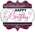25" Pink, Black & White Birthday Foil Balloon 