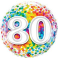 18" 80th Birthday Rainbow Confetti Foil Balloon