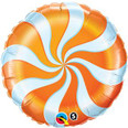 18" Round Candy Swirl Orange Balloons