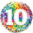 18" 10th Birthday Rainbow Confetti Foil Balloon
