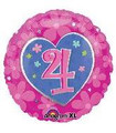 18" 4th Birthday Hearts & Flowers Balloon