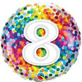 18" 8th Birthday Rainbow Confetti Foil Balloon