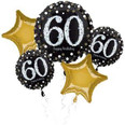 Gold Sparkling Celebration 60th Birthday Foil Balloon Bouquet