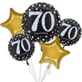 Gold Sparkling Celebration 70th Birthday Foil Balloon Bouquet