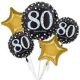 Gold Sparkling Celebration 80th Birthday Foil Balloon Bouquet