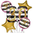 Pink & Gold Milestone 30th Birthday Balloon Bouquet