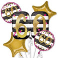 Pink & Gold Milestone 60th Birthday Balloon Bouquet
