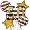 Pink & Gold Milestone 50th Birthday Balloon Bouquet