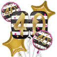 Pink & Gold Milestone 40th Birthday Balloon Bouquet