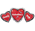 34" Heart Trio Happy Valentine's Day SuperShape