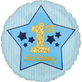18" Boy 1st Birthday Blue & Gold Foil Balloon