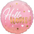 18" Hello World Pink Baby Girl Balloon