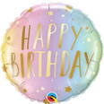 18" Birthday Pastel Ombre Dots & Stars