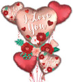 Satin Heart With Flowers Balloon Bouquet