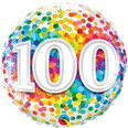 18" 100th Birthday Rainbow Confetti Foil Balloon