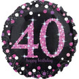 18" Pink Sparkling 40th Birthday Holographic