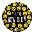 18" Emoji - You're How Old? Foil Balloon
