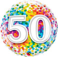 18" 50th Birthday Rainbow Confetti Foil Balloon