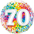 18" 70th Birthday Rainbow Confetti Foil Balloons