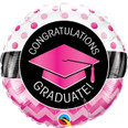 18" Congratulations Graduate with Pink Chevron and dots