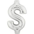 40" Silver Megaloon Symbol $ Dollar Sign