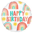 17" Retro Rainbow Birthday Balloon