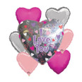 I Love You Hearts Foil Balloon Bouquet