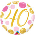 18" 40th Birthday Pink and Gold Dots